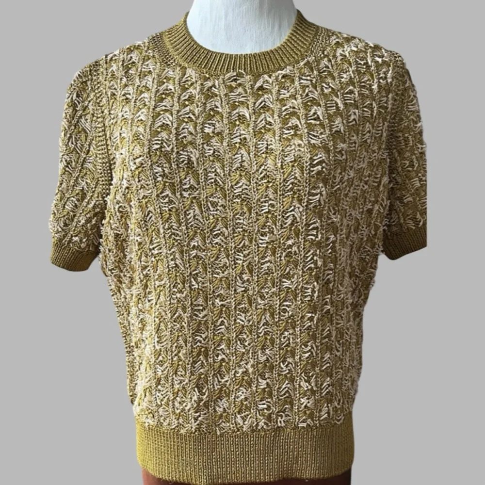NWT Lafayette 148 New York Textured Stitch Crewneck Sweater Size S